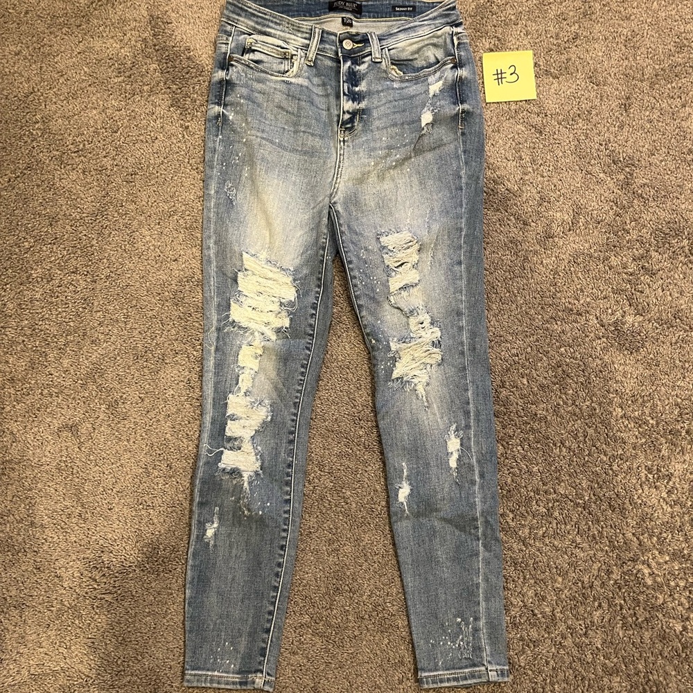 Judy Blue Light Blue Distressed Skinny Jeans